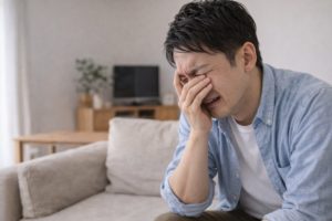 自分の不倫が原因で妻と子どもが家を出て行き悲しみに打ちひしがれている夫